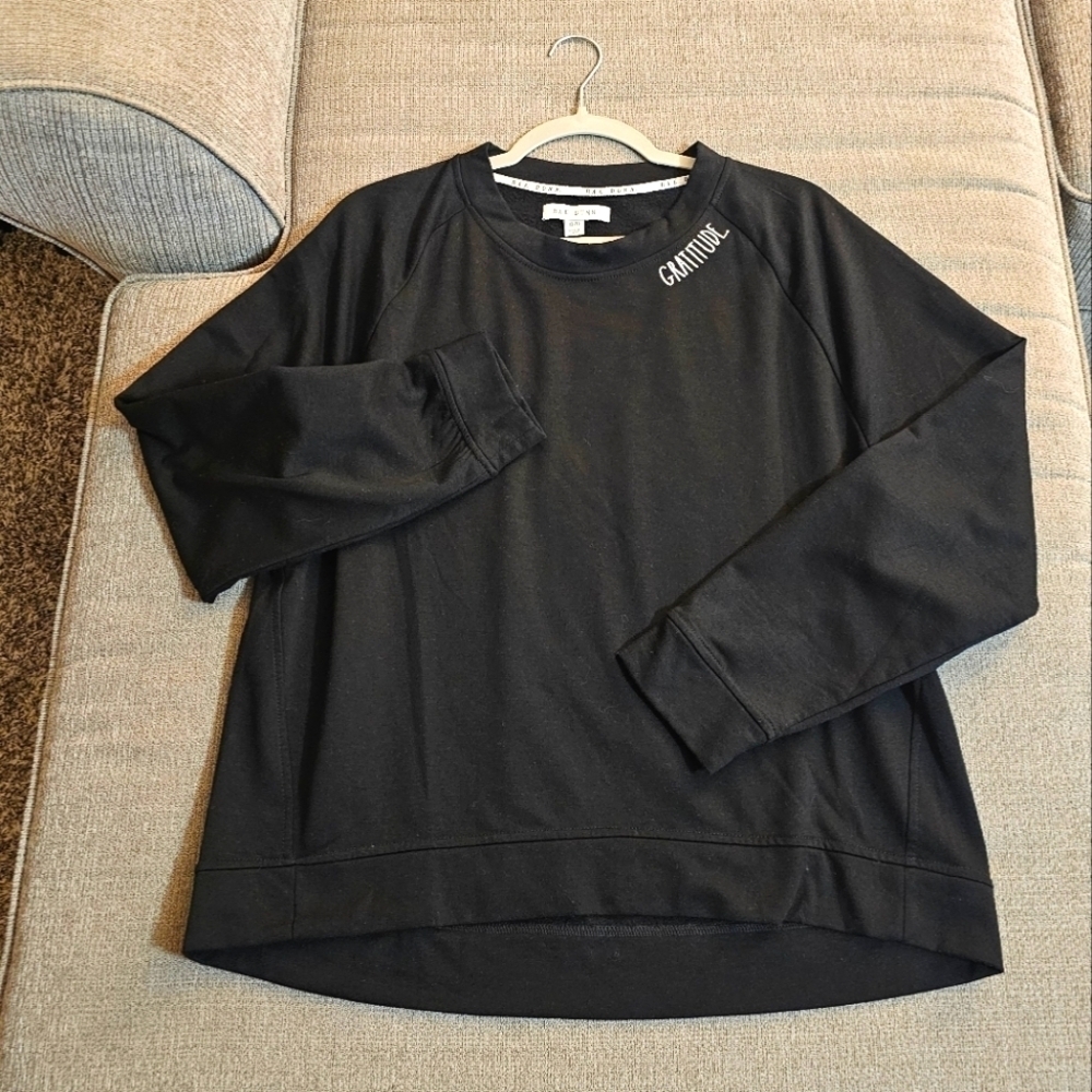 Rae Dunn Gratitude Black Casual Cozy Minimalist Neutral Pullover Size XL